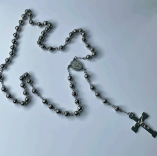 Camándula bolas grandes plateado